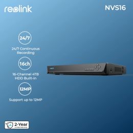 Recorder Reolink 16CH Surveillance System 4K 12MP PoE NVR Network Video Recorder 4TB HDD Human/Car Detection for 8MP Security IP Cameras