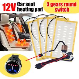 Carpets DC 12V Universal Built-in Car Seat Heater Kit Fit 2 Seats Auto Cushion Heating Pads 3-Levels Single Control Switch DIY
