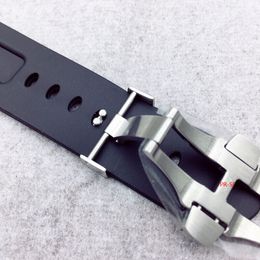 22mm Luxury and High Quality Black Rubber Band 20mm Sivler Folding Deployment Clasp For PAM111 Strap