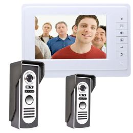 Intercom Free Shippingmountainone 7inch Color Lcd Video Door Phone Doorbell Intercom Kit 2camera 1monitor Night Vision