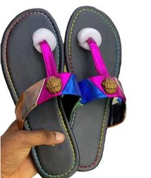 High Quality Kurt Geiger Flip Flops Slippers Womens Sandals Stitching Luxury Rainbow Slipper Designer Slides Flat Shoes Eagle Head Diamond Buckle Plus Fashion 6665