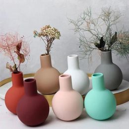 Vases Ceramic Vase Creativity Northern Europe Morandi Mini Small Flower Hydroponic Bonsai Plant Pot For Home Decoration