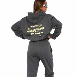 White Foxs Designer Hoodies Sets two 2 piece set Fashion Sports Tracksuit Sporty Long Sleeves Pullover Hooded Street Foxx Sportwear Women's Tracksuits