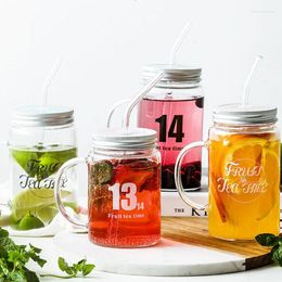 Mugs Glass Travel Straw Cup Bottle Portable Reusable Creative Smoothie With Household Cute Minimalism Style Drinkware