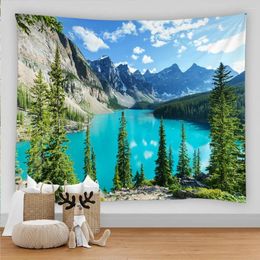 Tapestries Landscape Painting Tapestry Wall Hanging Colorful Natural Scenery Bohemian Travel Mattress Studio Living Room Art Decor