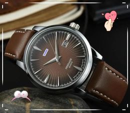 Famous Three Stiches Simple Dial Watches for Men All dial work Quartz Chronograph clock leather Belt good looking president dress chain bracelet wristwatch gifts