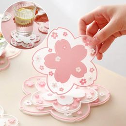 Table Mats Cherry Blossom Home Office Anti-Skid Tea Cup Milk Coffee Mug Pad Heat Insulation Tableware Pot Mat Kitchen Utensil