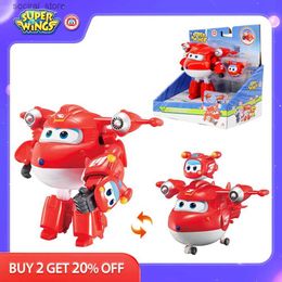 Action Toy Figures Super Wings 5 Inches Transforming Supercharged Jett Mini Magnetic Transforming Super Pet Action Figures Deformation Kids Toys L240402