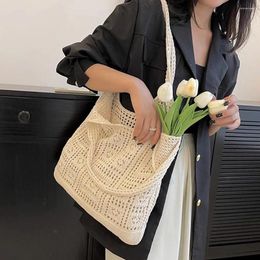 Evening Bags 2024 Handmade Knitted Flower Tote Fashion Weaving Commuter Handbag Luxury Designer Shoulder Female Simple Shopper