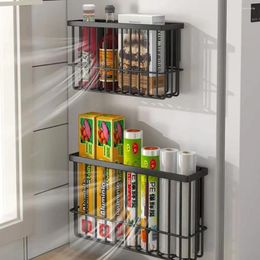 Kitchen Storage Refrigerator Magnetic Shelf Anti-theft Door Fresh Bag Paper Towel Hole-free Seasoning Racks