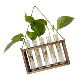 Vases Planter Terrarium With Wooden Stand Retro Tube Shaped Hanging Plant For Gardening Enthusiasts Gift