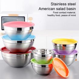 Bowls 7PCS Stainless Steel Mixing Bowl With Lid Fruit Vegetable Whisking Set Home Kitchen Egg Mixer Salad