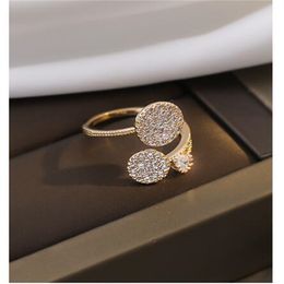 Geometric circular full diamond ring for women with adjustable opening for fashionable and trendy accessories AB99