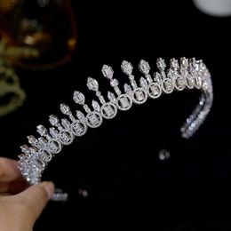Wedding Hair Jewellery New Design Crystal Tiara Headband Fascinato Bride Wedding Crown Jewellery For Women CZ Lengthen Hair Accessory Bridesmaid Gift L46