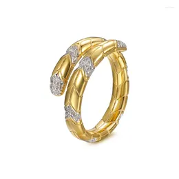 Cluster Rings Whosale White CZ Zircon Ring 925 Sterling Silver Jewellery Gold Plated Adjustable Snake For Woman