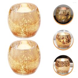 Candle Holders 2 Pcs Frosted Glass Holder Tea Light Candles Tealight Table Centerpiece Votive Decor Stand Small Dining