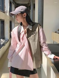 Women's Blouses BJTZ Designer Contrast Colour Shirt For Women 2024 Spring Summer Loose Striped Tops Female Clothing HL362
