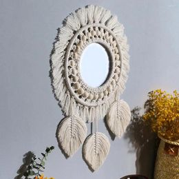 Tapestries Geometric Miroirs High Quality Lightweight Round Macrame Fringe Hanging Wall Mirrors For Entryways Boho