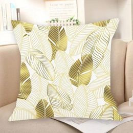 Pillow Hidden Zipper Cover Leaf Printed Throw Pillowcase Super Soft Wear Resistant For Skin-friendly S Easy