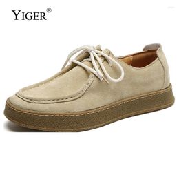 Casual Shoes YIGER Men's Suede Leather Trendy Korean Style All-match British Genuine Retro Loafers