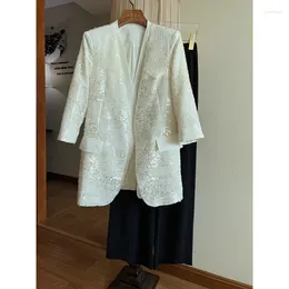 Women's Suits SuperAen Summer Sequined Blazer High-end Loose OL Suit Top Women Jacket And Coat