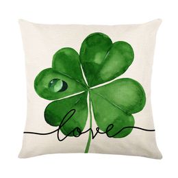 Throw Pillow Covers 18x18 Set of 4 Saint Patricks Day Cushion Covers green Shamrock Clover Lucky Happy Pillow Cases for St. Patrick's Day