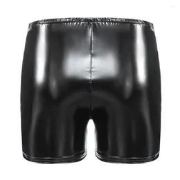 Underpants Men's Black Faux Leather Boxers Shorts Men Erotic PVC For Sex Porn Boxershorts Sexy Night Clubwear