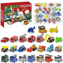 Christmas Advent Calendar Car Toys Military Engineering Fire Truck Car 24 Days Countdown Calendar Gift Box for Kids 240325