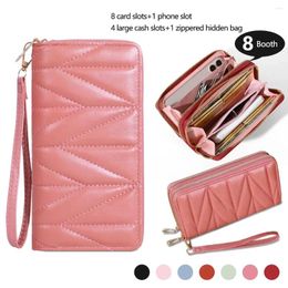 Wallets Simple Large-capacity Long Wallet Solid Colour Zipper Coin Purse Valentine's Day Clutch Bag With Wristband
