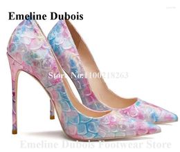 Dress Shoes Mixed-colors Leather Pumps Emeline Dubois Pointed Toe Printed Stiletto Heel Slip-on 8cm 10cm 12cm High Heels