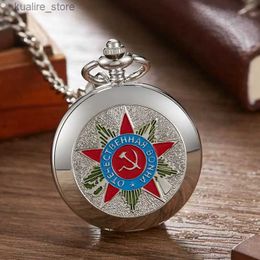 Pocket Watches Russian Vinge Silver Soviet Bolshevik Mechanical Fob Pocket Mens Military Pendant Chain Free Ship L240402