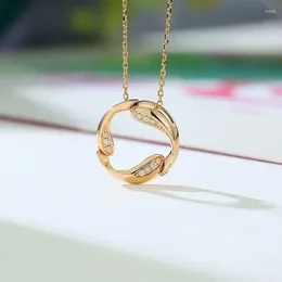 Pendant Necklaces Ne'w Funny Circle Necklace Gold Color Shiny CZ Fashion Versatile Neck Accessories For Women Delicate Gift Jewelry
