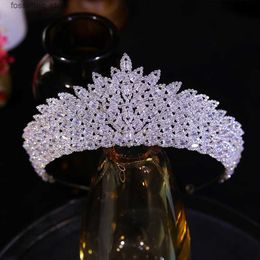 Wedding Hair Jewelry Silver Color Cubic Zirconia Crystal Tiara Queen Crown For Women Leaf Diadem Wedding Pageant Prom Bridal Hair Accessories Jewelry L46