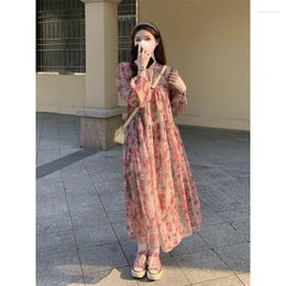 Casual Dresses Women's Dress Spring Summer Floral Printing A-Line Mid-Length O-Neck Long Sleeve Vacation Beach Party Wear