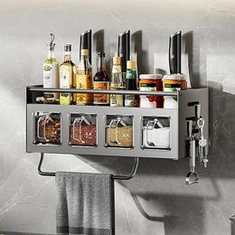 Kitchen Storage Condiment Rack Punch-Free Wall-Mounted Multi-Functional Combination Set Household Box