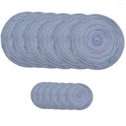 Table Mats Set Of 12 Round Coasters Non Slip And Easy To Clean Suitable For Various Occasions Blue Black Brown Beige