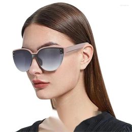 Sunglasses Cat Eye Retro Cut Edge Half Frame Women's High Grade Ins Beach Fashion Uv Protection Driving Glasses