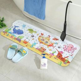 Carpets Pvc Children Bathtub Mat Safe Fun Cartoon Printed For Anti-slip Drainage Holes Strong Suction Cups Enhance