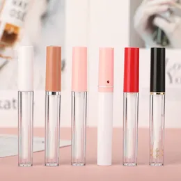 Storage Bottles Empty 2ml Simple Round Lip Gloss Tube With Pink White Black Red Cap Cosmetic Container 60pc