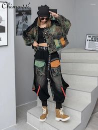 Women's Two Piece Pants Fashion Multicolor Printing Do The Old Cowboy Suit Female 2024 Autumn Loose Long Sleeve Jacket Harem Casual