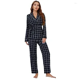 Home Clothing Women's Warm Pyjamas Elegant Set Clothes Cute Family Wear Autumn 2024 Couple's England Plaid Pyjamas Fall Outfits