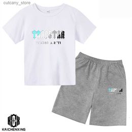 T-shirts T shirts 2023 Summer TRAPSTAR Tshirt Kids Boys Beach Shorts Sets Streetwear Tracksuit Men Women Clothes Girls Sportswear 230626 L46