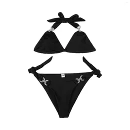 Women's Swimwear Sexy Solid Color Diamond Embedding Bikini Bandage Split Multi Underwear For Women Pack