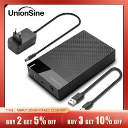 UnionSine 3.5 HDD Case SATA to USB 3.1 Type C Adapter External Hard Drive Enclosure for 2.5 3.5 SSD Disc HDD Case for PC 240322