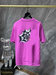 Ch 2023 Summer Graffiti Spider Web Cotton Short-sleeved T-shirt Loose Casual Men and Womens Lovers Fashion Ins