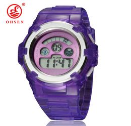 OHSEN Boys Girls Children Kids 7 Colours LED Back Light Digital Multifunction Military Sports Watches Jelly Silicone Band Wrist Wat3554204