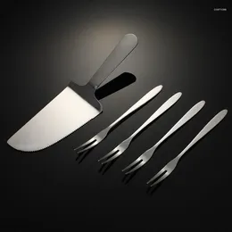 Forks 5Pcs/Set Stainless Steel Cake Shovel Knife Fork Set Wedding Dessert Salad Fruit Mini Gold Flatware Cutlery