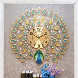 Wall Clocks Peacock Clock Luxury Large Modern Living Room Decoration Digital Home Decor Watch 60cm Reloj De Pared