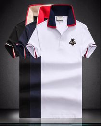 Men luxury fashion classic men039s bee striped embroidery shirt cotton men039s designer shirt white black Stylist polo shirt6438803