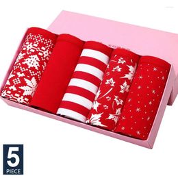 Women's Panties 5Pcs/Set Cotton Women Sexy Briefs Lucky Red Seamless Underwear Lovely Girls Panty Breathable Female Underpants M-2XL